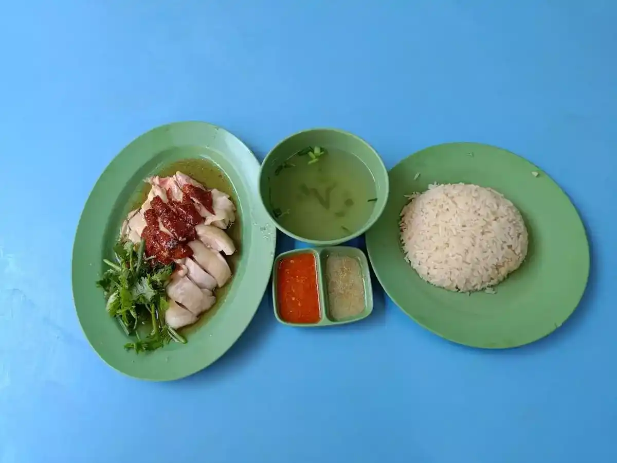 Hainanese Boneless Chicken Rice Golden Mile: Hainanese Chicken & Roast Chicken with Rice & Soup