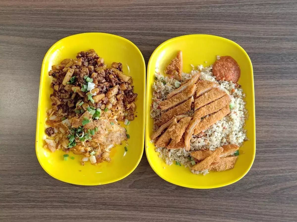 Margaret Delight: Fried Carrot Cake Yuan Yang & Pork Cutlet Fried Rice