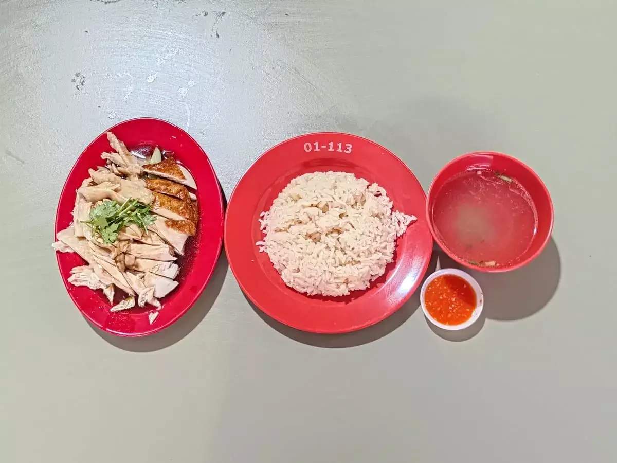 Ricky Hainanese Chicken Rice: Hainanese Chicken & Roast Chicken with Rice & Soup