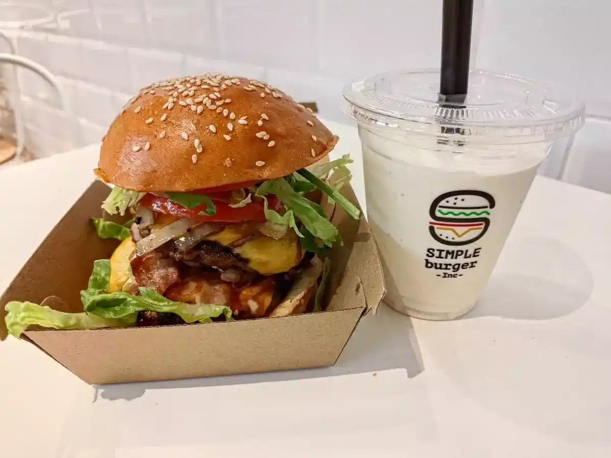 SIMPLEburger Inc: Double Bacon Cheese Burger & Vanilla Milkshake