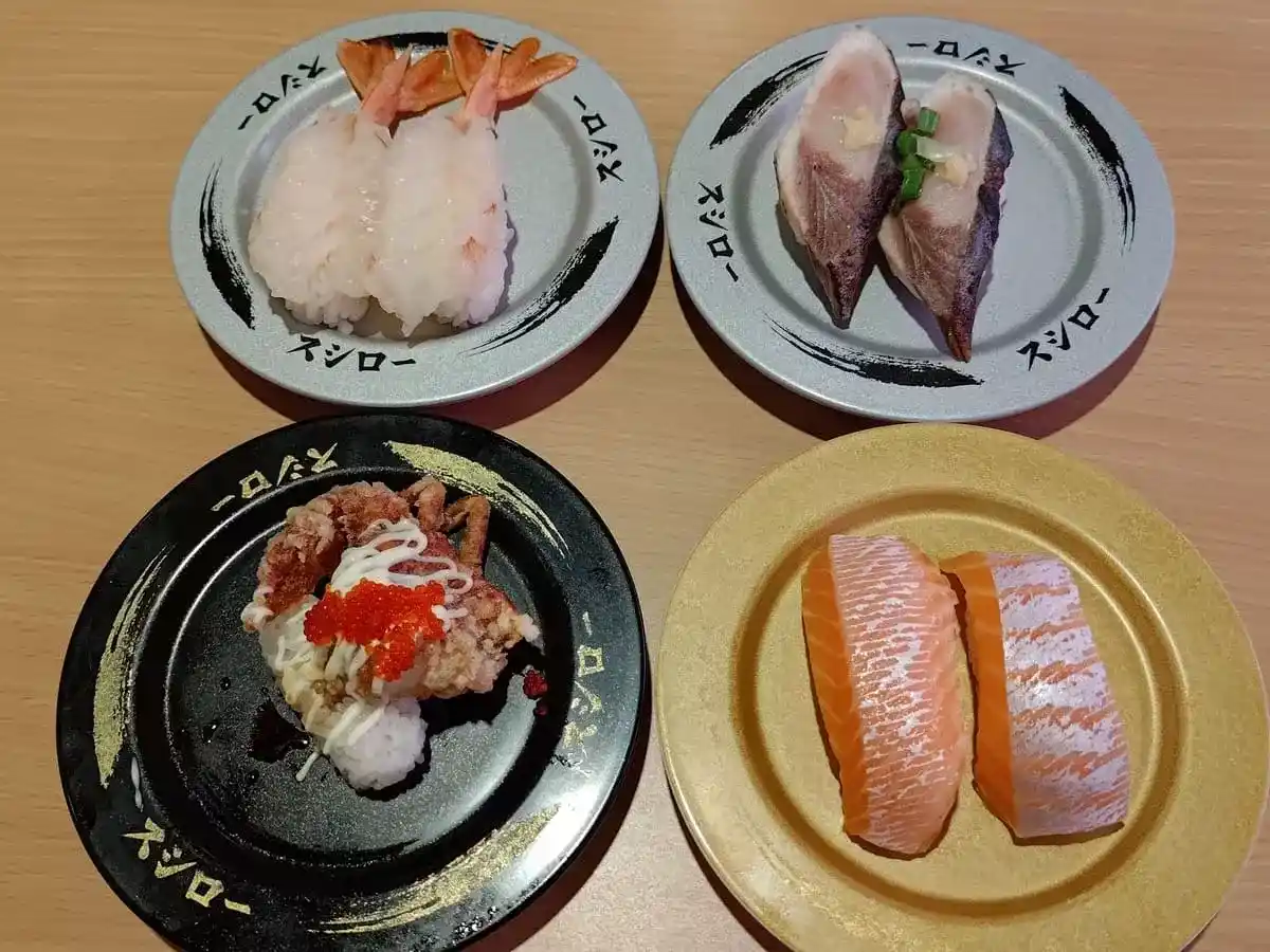 Sushiro: Red Shrimp, Sagoshi Mackerel Tataki, Soft Shell Crab, Double Thick Cut Aomori Salmon