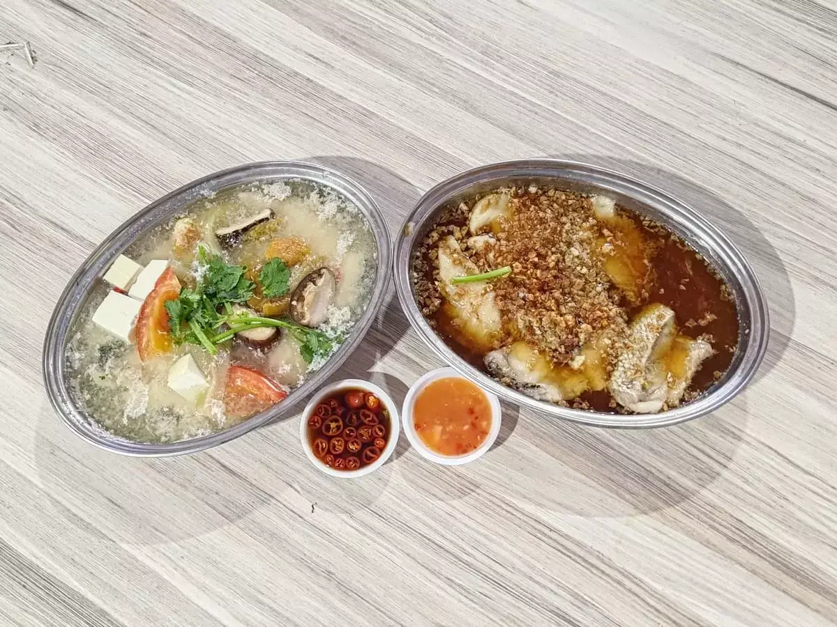Tian Tian You Yu: Steamed Fish Slice Teochew Style & Steamed Pomfret Slice Hong Kong Chye Poh