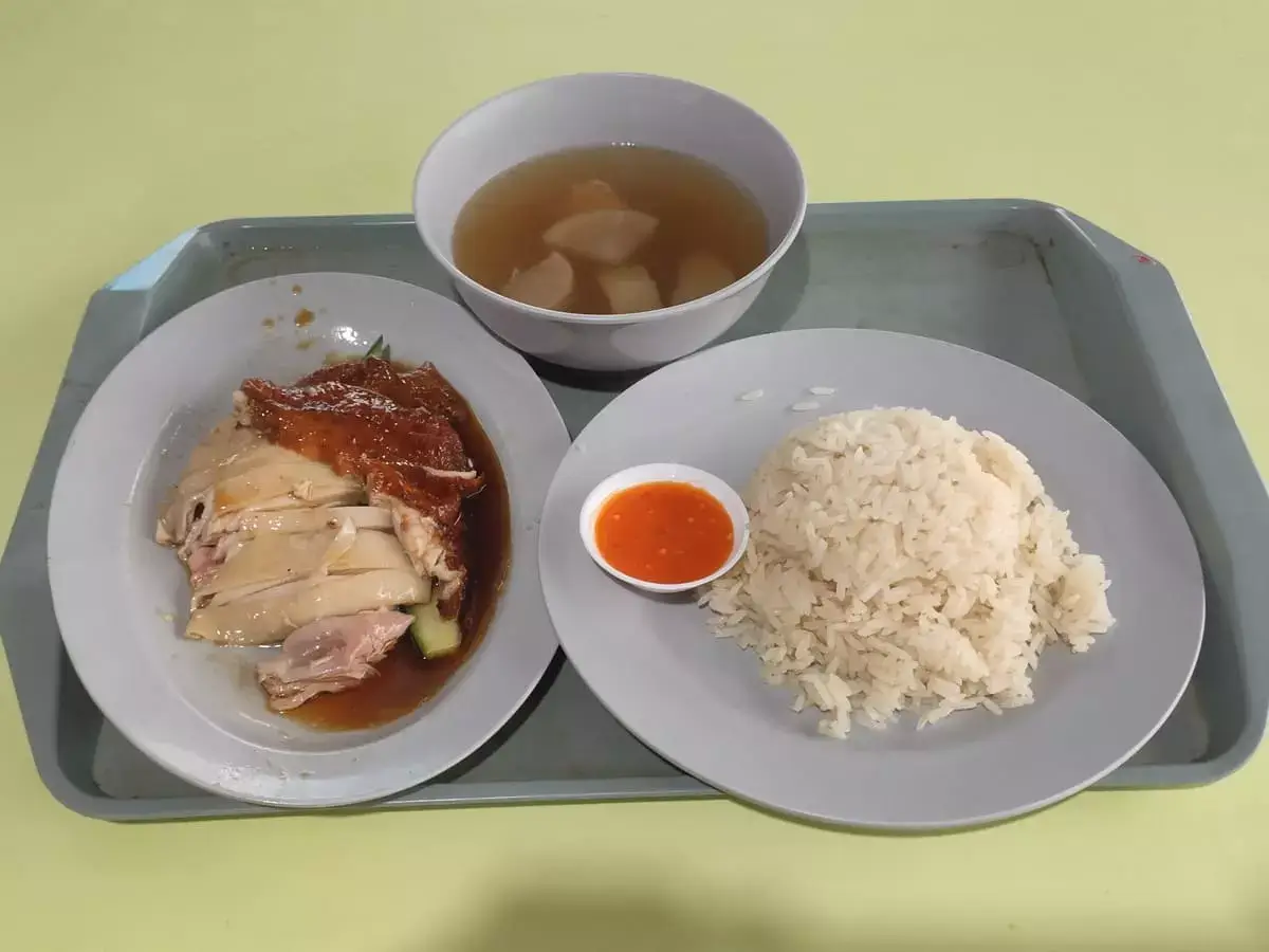 Uncle Louis Famous Chicken Rice: Hainanese Chicken & Roast Chicken with Rice & Soup