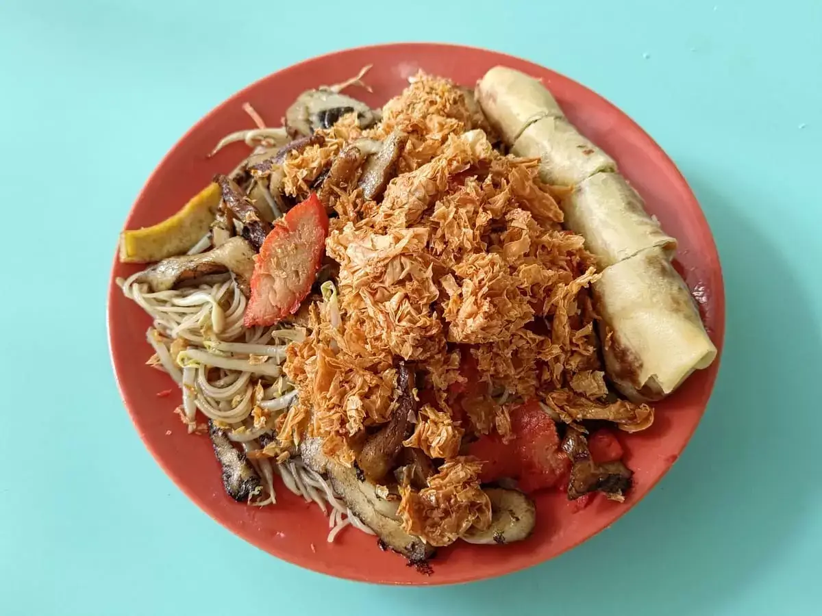 Xiu Fa Vegetarian Cooked Food: Fried Mee Hoon & Spring Roll